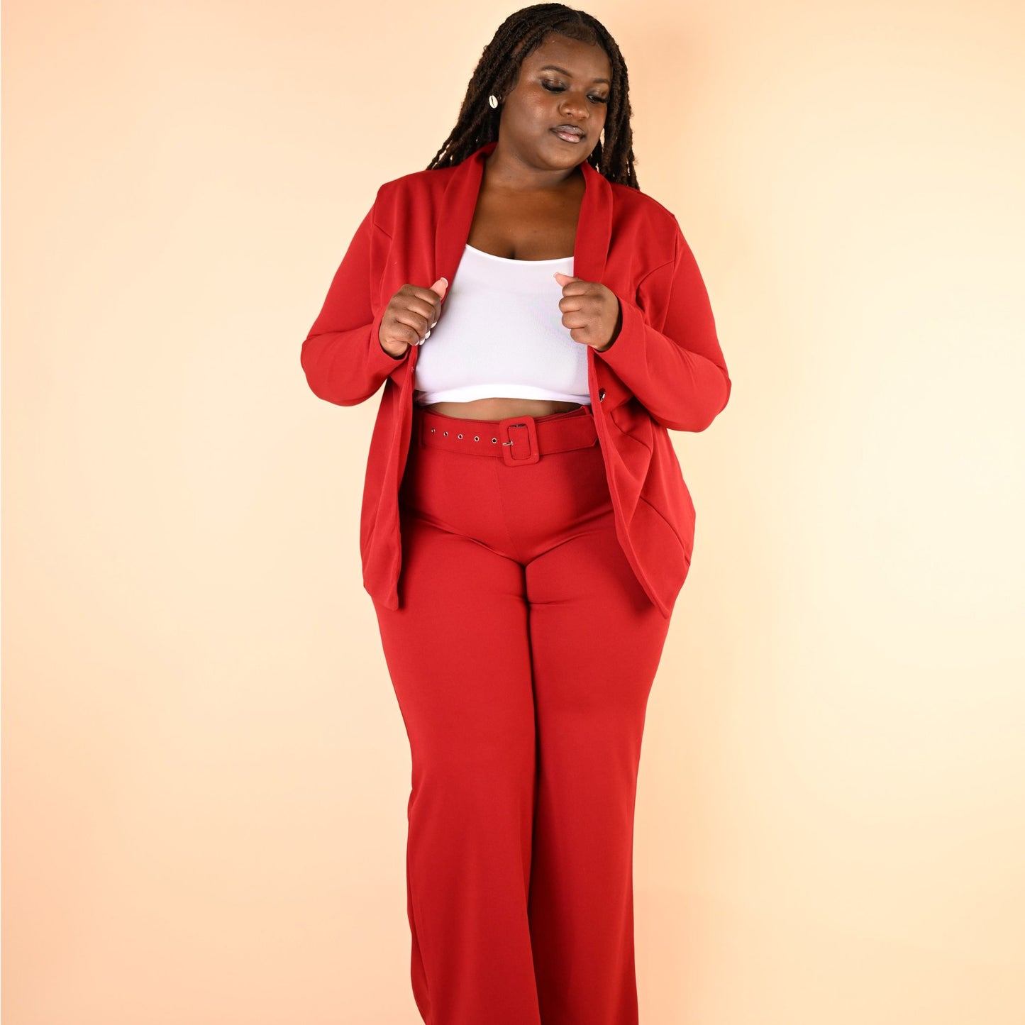The Signature Curve Suit in Red Sets Monique's Couture Fashions Red 2XL