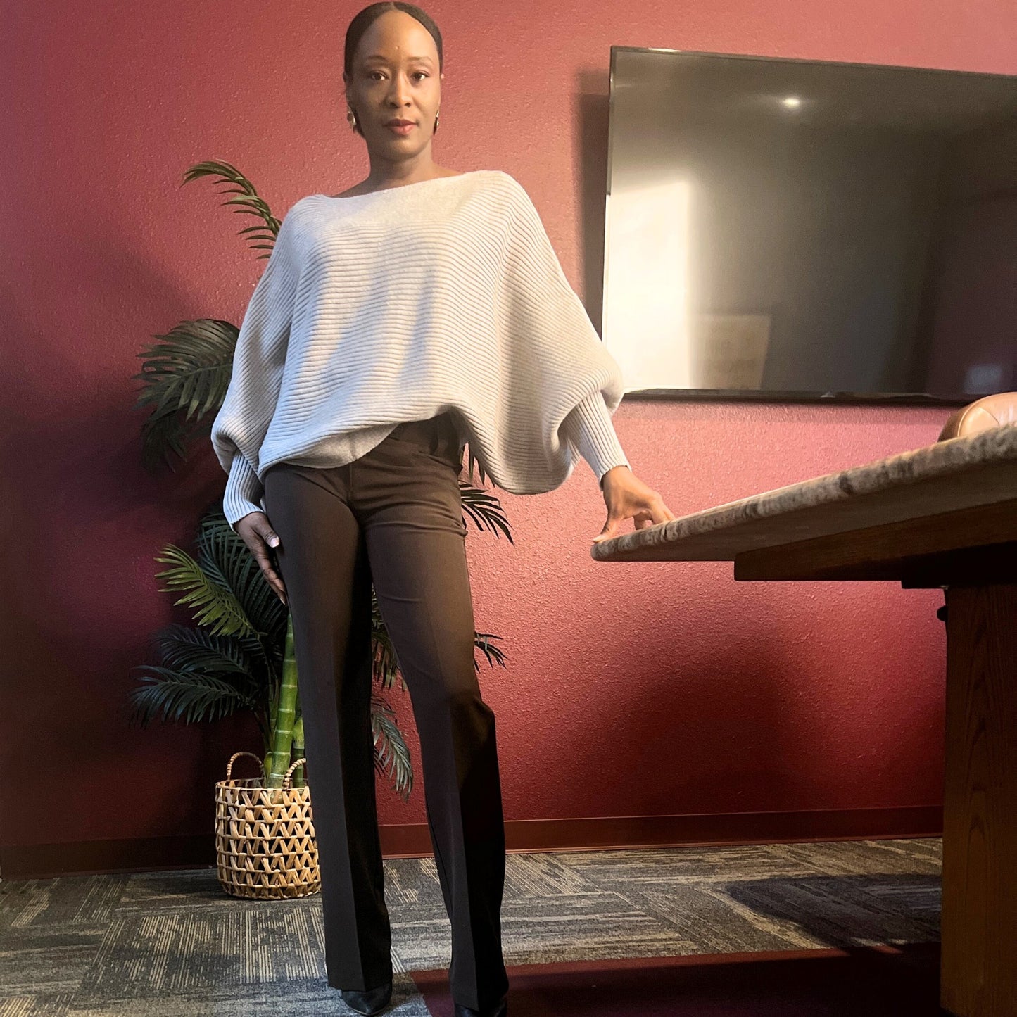 Imani Boot Cut Dress Pants - Brown Pants Mo'Nique Couture Fashions