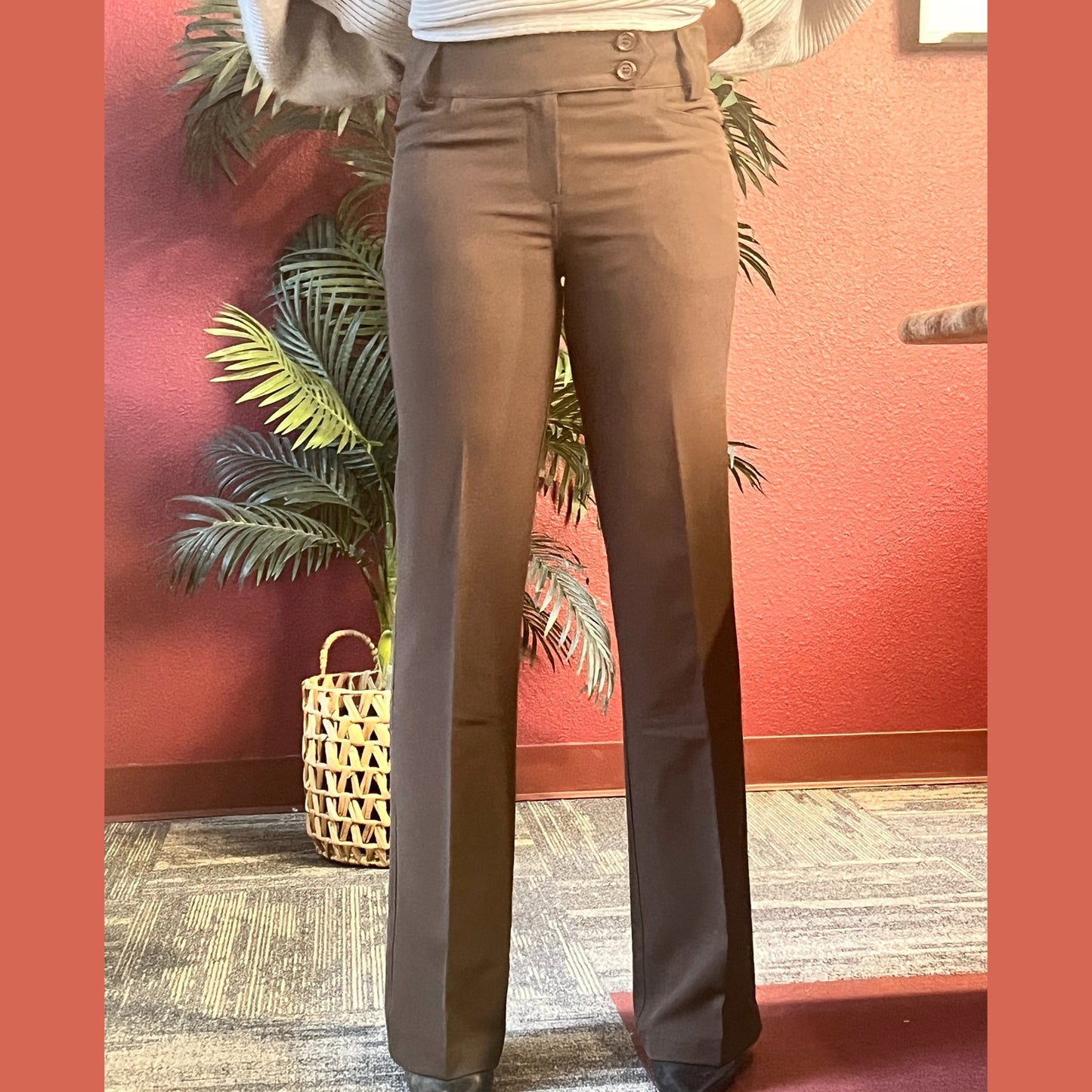 Imani Boot Cut Dress Pants - Brown Pants Mo'Nique Couture Fashions Small Brown