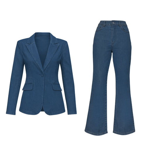 Cassidy Denim Pants Suit Sets Mo'Nique Couture Fashions