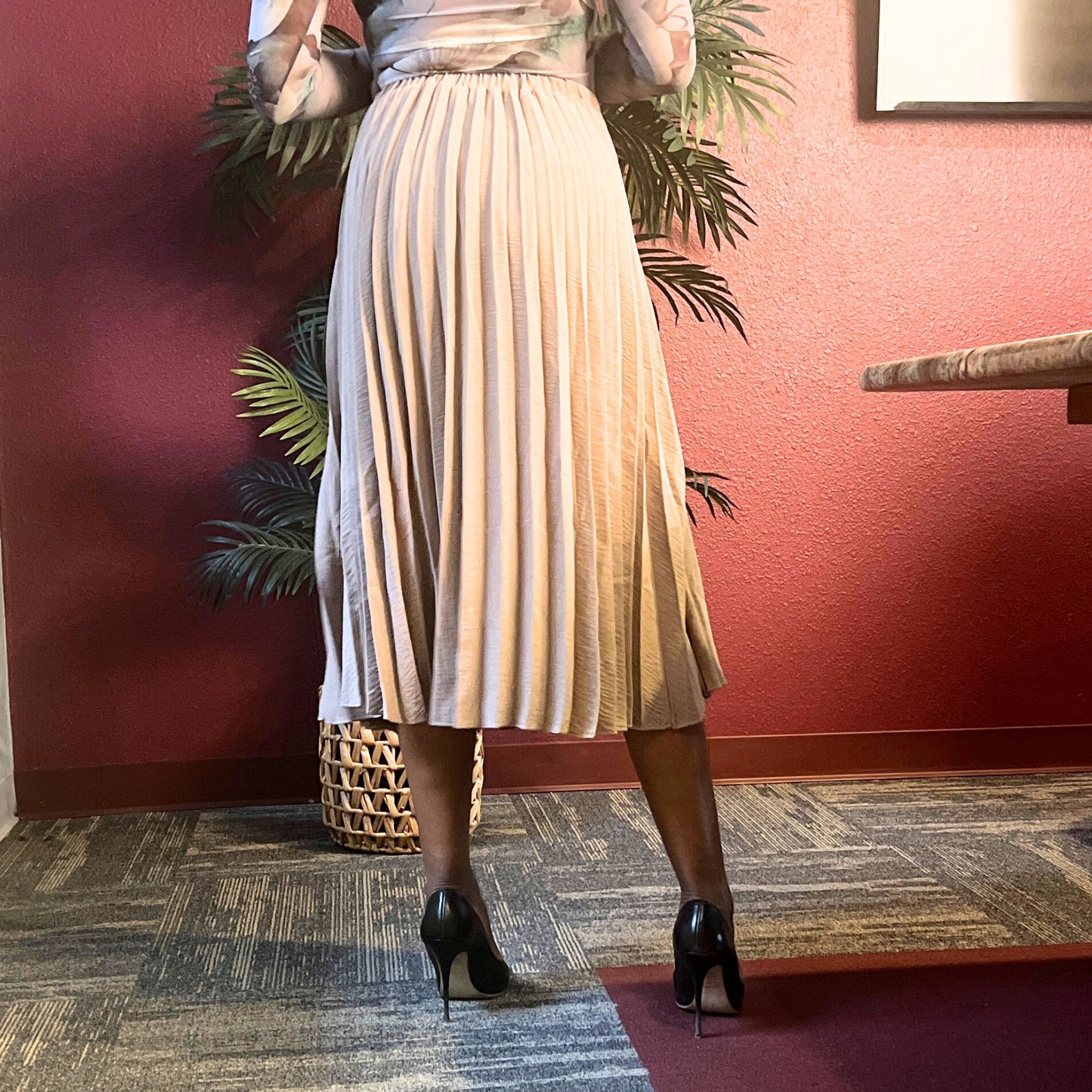 Destiny Pleated Midi Skirt - Cocoa Skirts Mo'Nique Couture Fashions