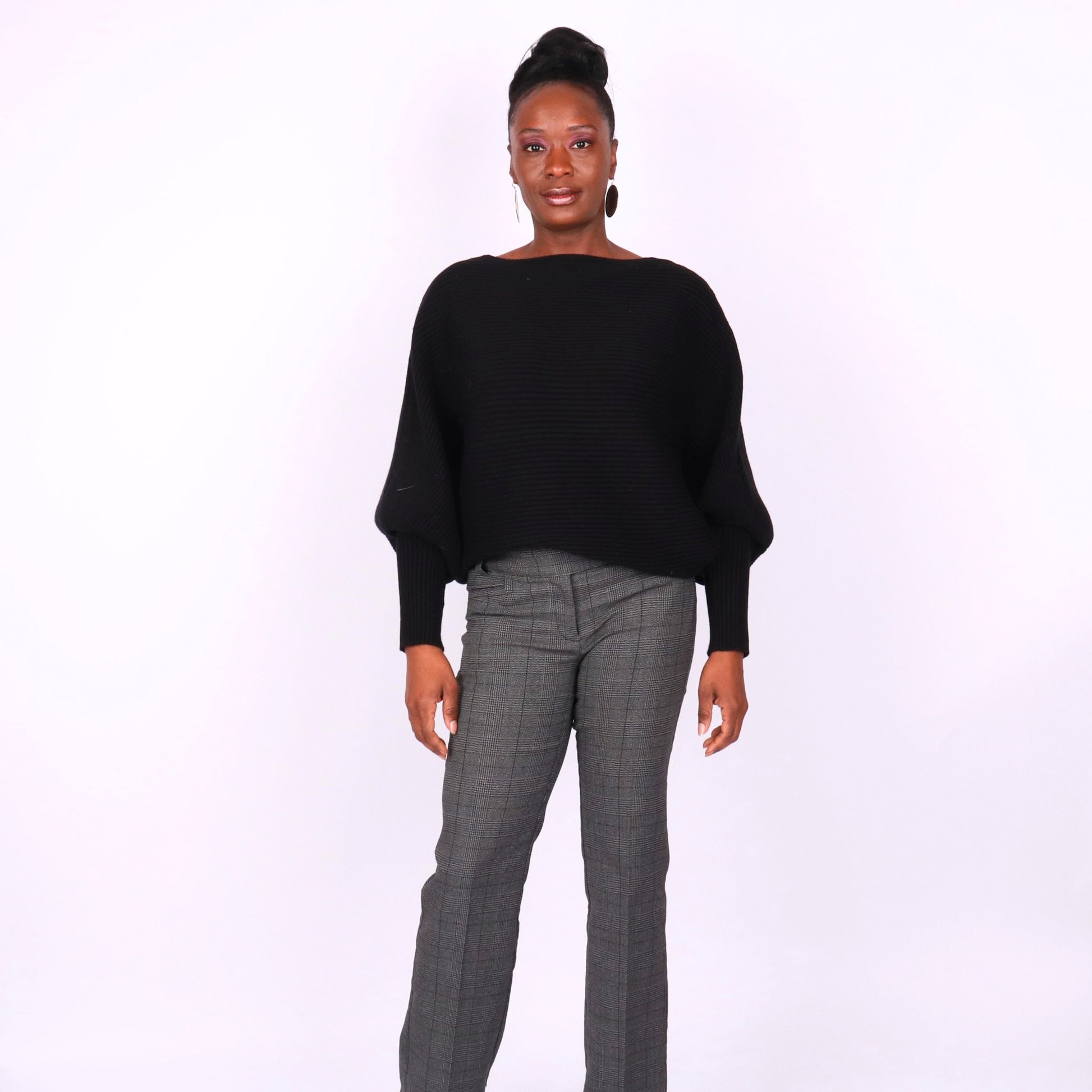 Regine Dolman Sleeve Sweater - Black Tops Monique's Couture Fashions