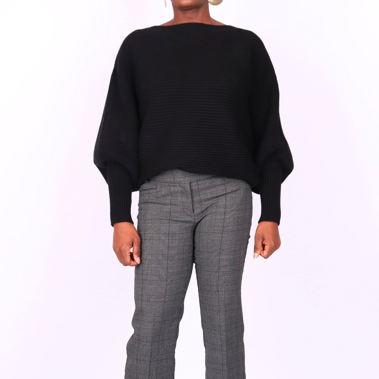 Regine Dolman Sleeve Sweater - Black Tops Monique's Couture Fashions