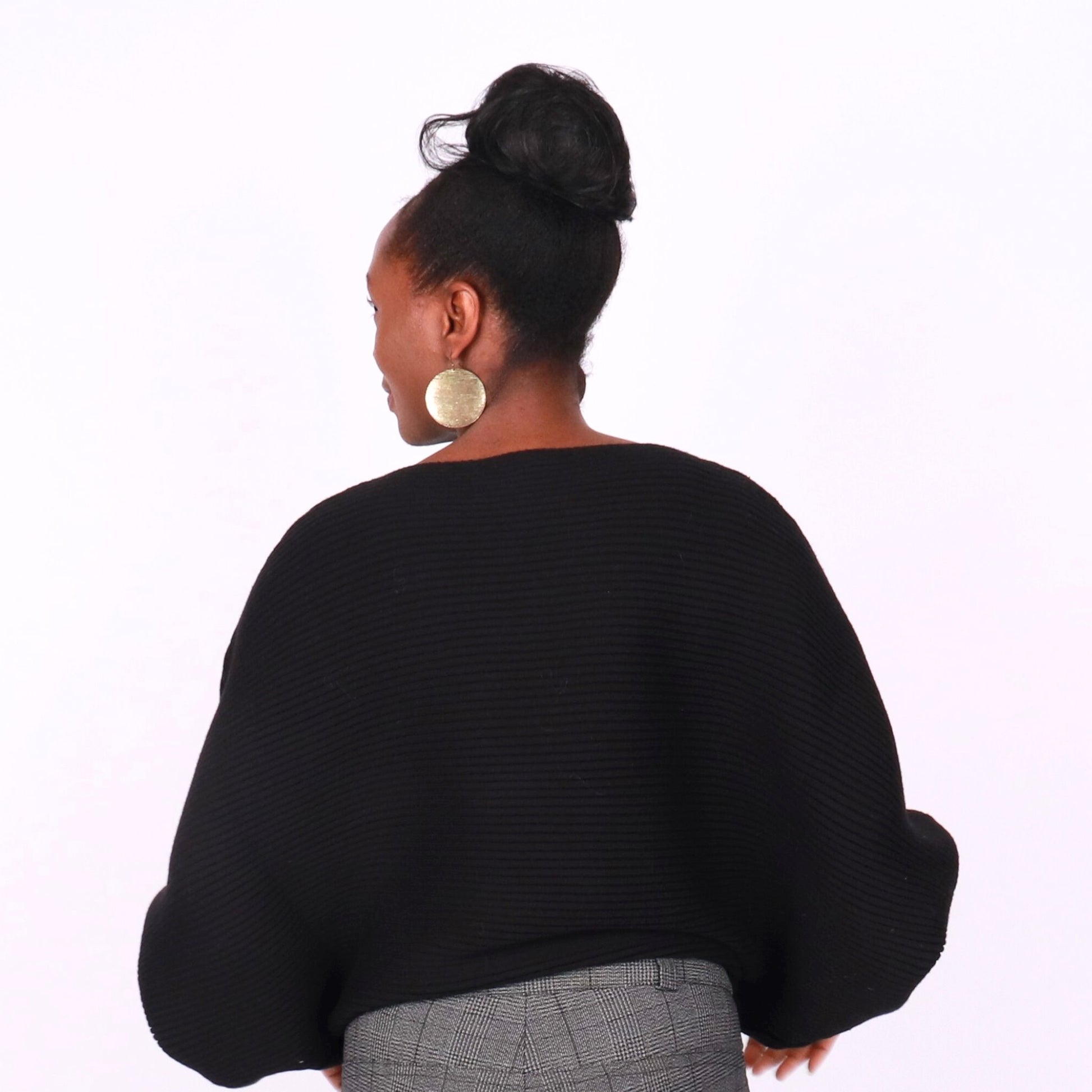 Regine Dolman Sleeve Sweater - Black Tops Monique's Couture Fashions