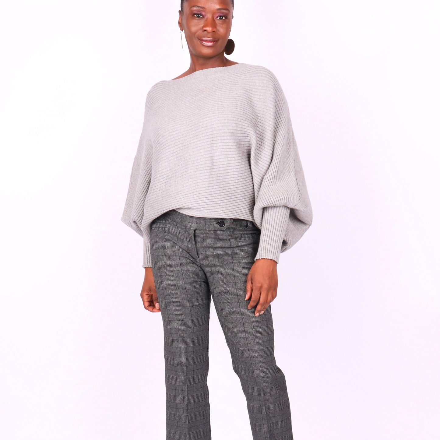 Regine Dolman Sleeve Sweater - Gray Tops Mo'Nique Couture Fashions