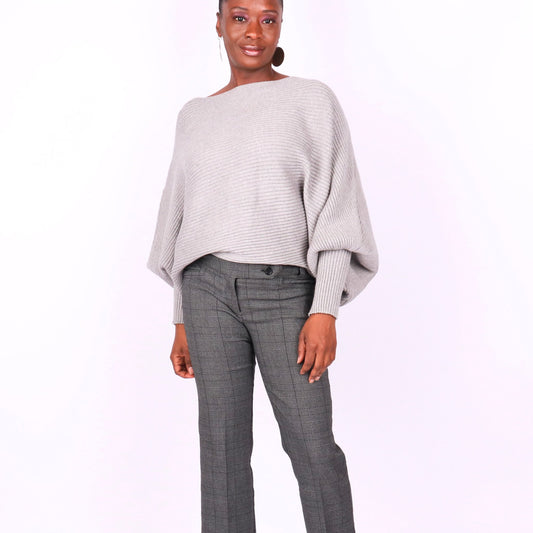 Regine Dolman Sleeve Sweater - Gray Tops Mo'Nique Couture Fashions