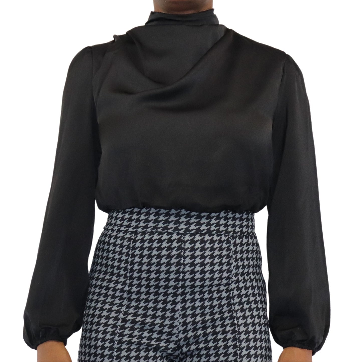 Badia Gathered Turleneck Crop Top - Black Tops Mo'Nique Couture Fashions