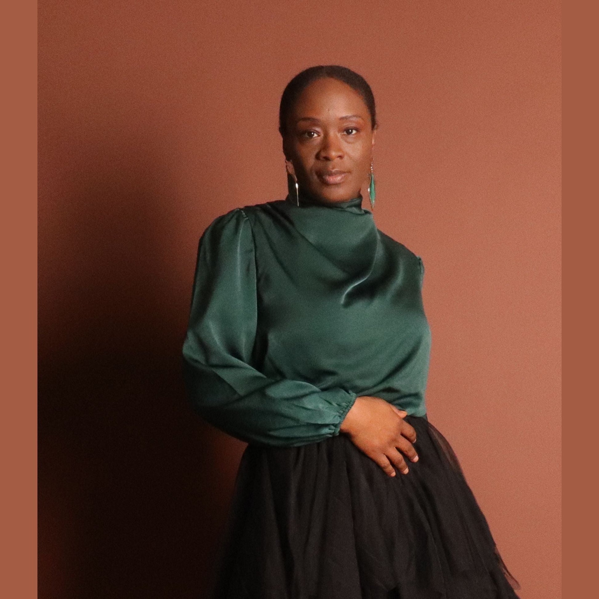 Green Turtleneck Crop Top Tops Mo'Nique Couture Fashions