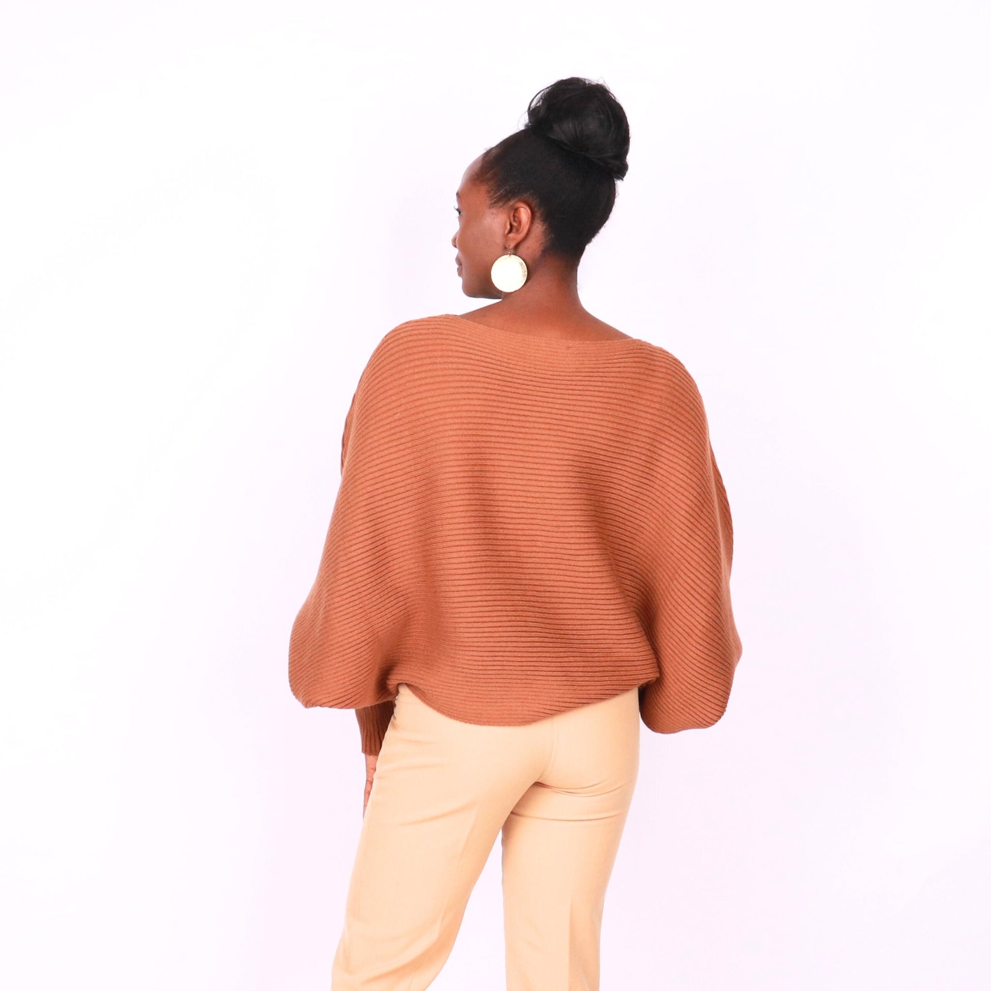 Regine Dolman Sleeve Sweater - Mocha Brown Tops Mo'Nique Couture Fashions
