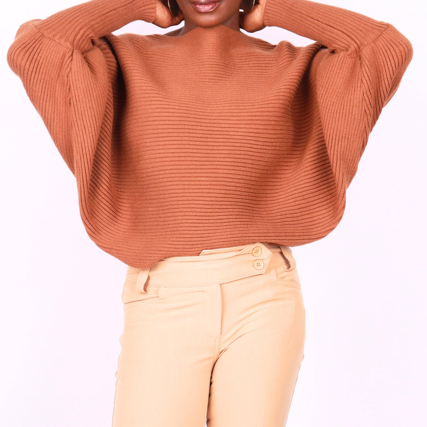 Regine Dolman Sleeve Sweater - Mocha Brown Tops Mo'Nique Couture Fashions