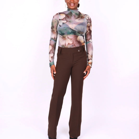 Imani Boot Cut Dress Pants - Brown Pants Mo'Nique Couture Fashions