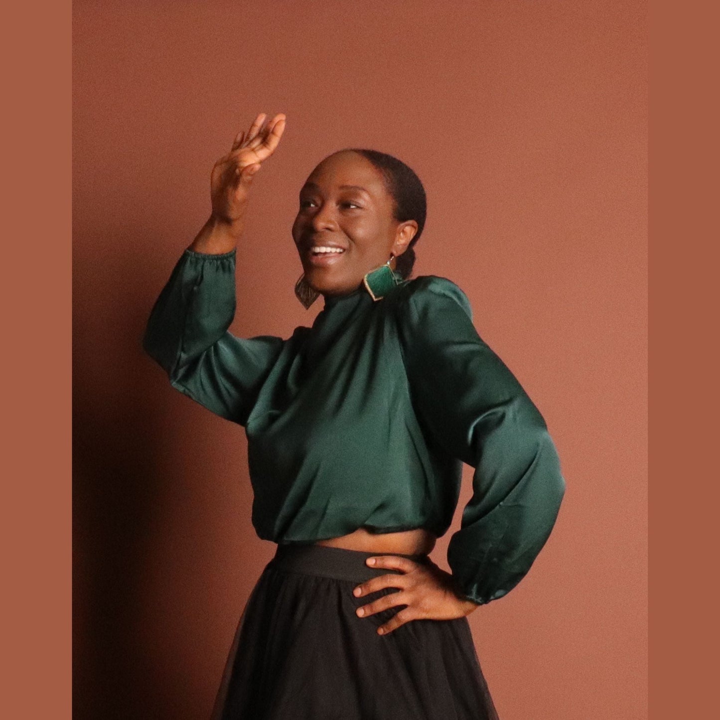 Green Turtleneck Crop Top Tops Mo'Nique Couture Fashions