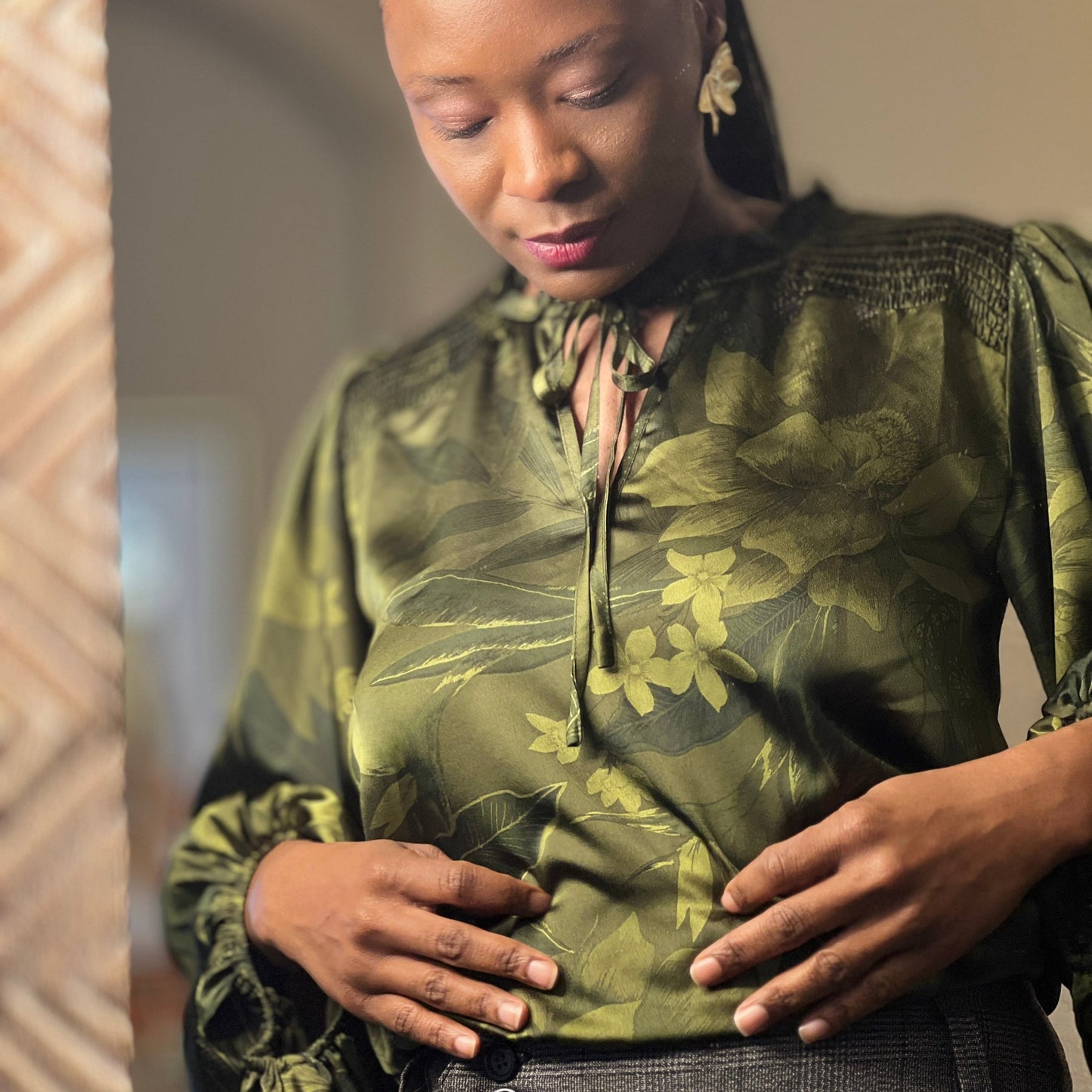 Women's Green Blouse Tops Mo'Nique Couture Fashions