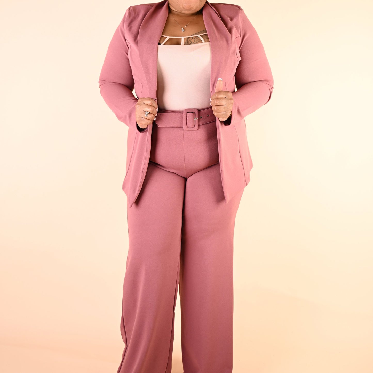 The Signature Curve Suit in Pink Sets Monique's Couture Fashions