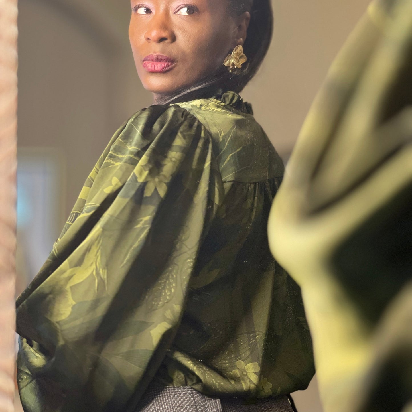 Women's Green Blouse Tops Mo'Nique Couture Fashions