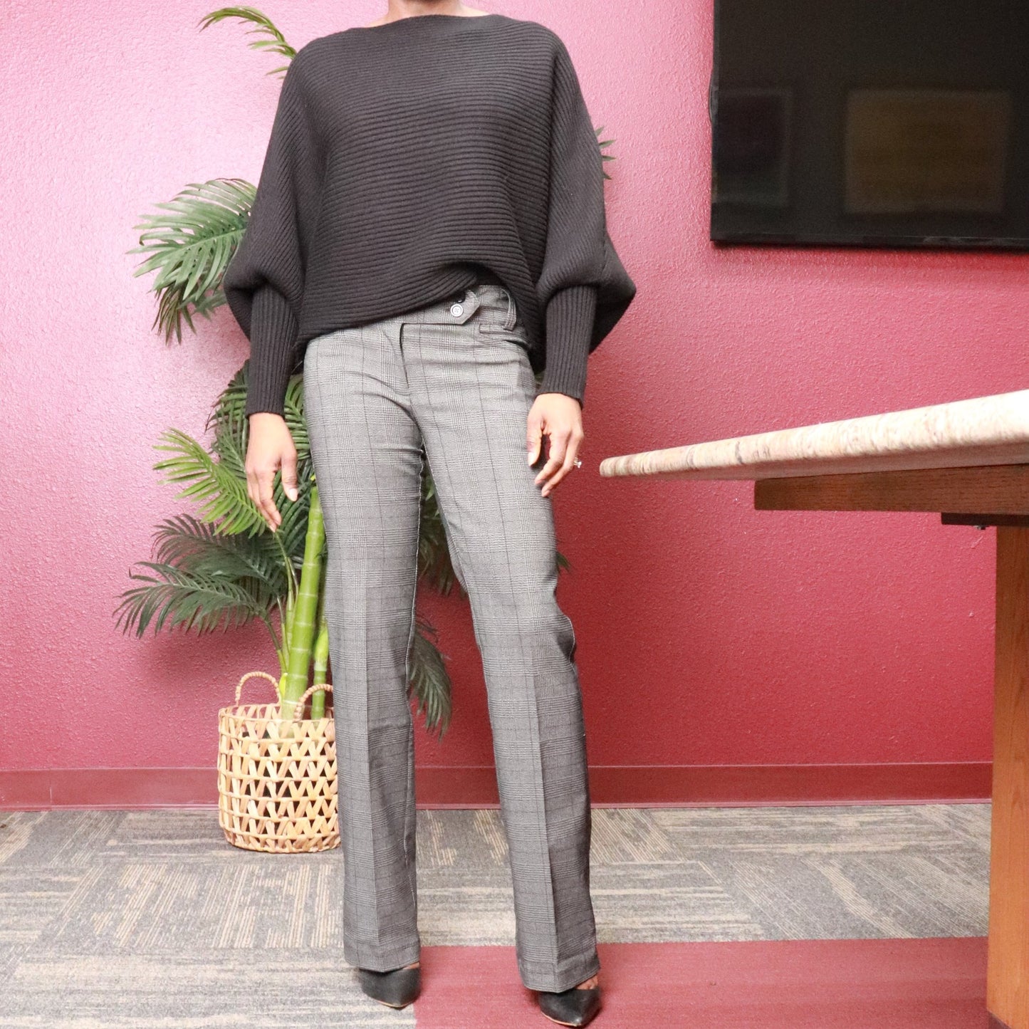 Imani Boot Cut Pants - Black Plaid Monique's Couture Fashions