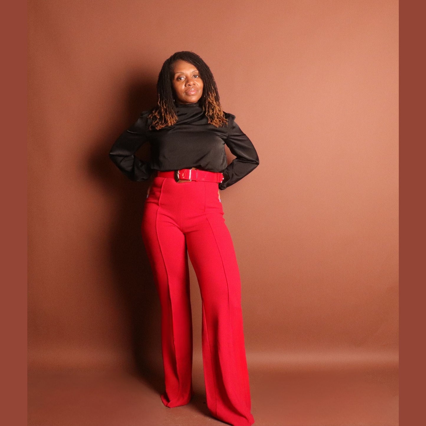 Woman's Red Dress Pants Pants Mo'Nique Couture Fashions