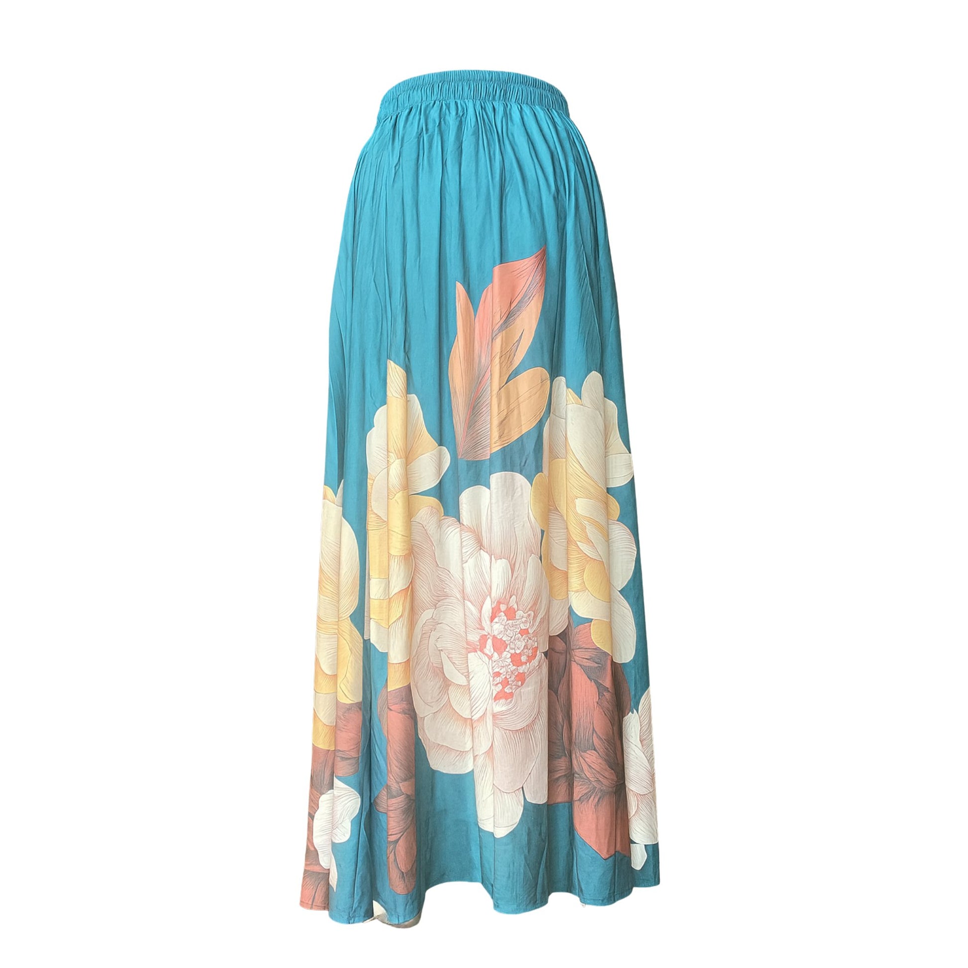 Women's Blue Floral Maxi Skirt Skirts Mo'Nique Couture Fashions