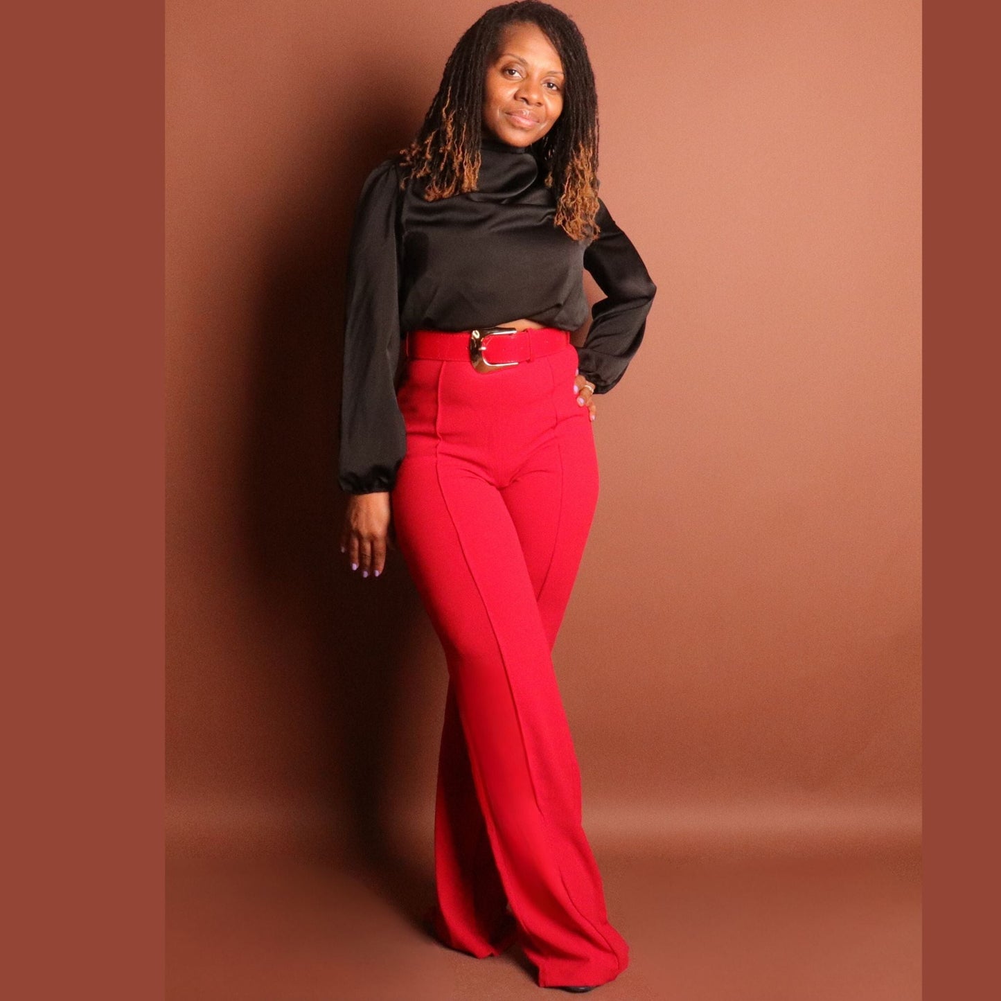 Woman's Red Dress Pants Pants Mo'Nique Couture Fashions