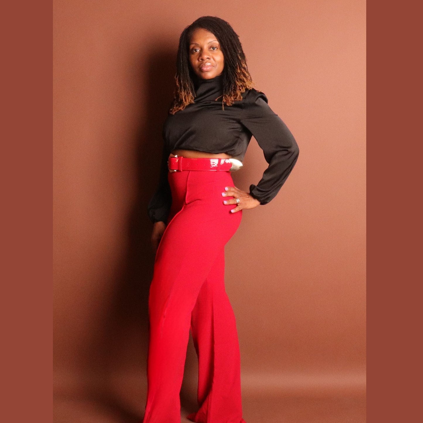 Woman's Red Dress Pants Pants Mo'Nique Couture Fashions