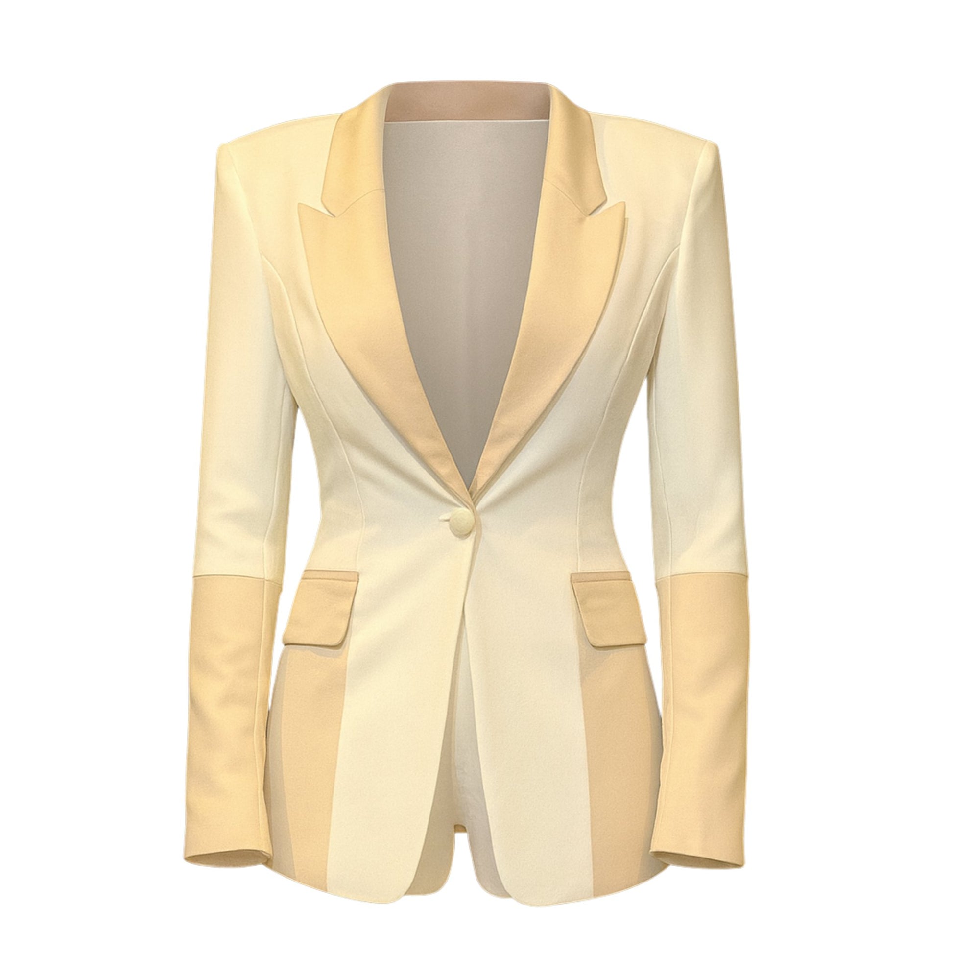 White and Beige Color Block Women's Pant Suit Sets Mo'Nique Couture Fashions