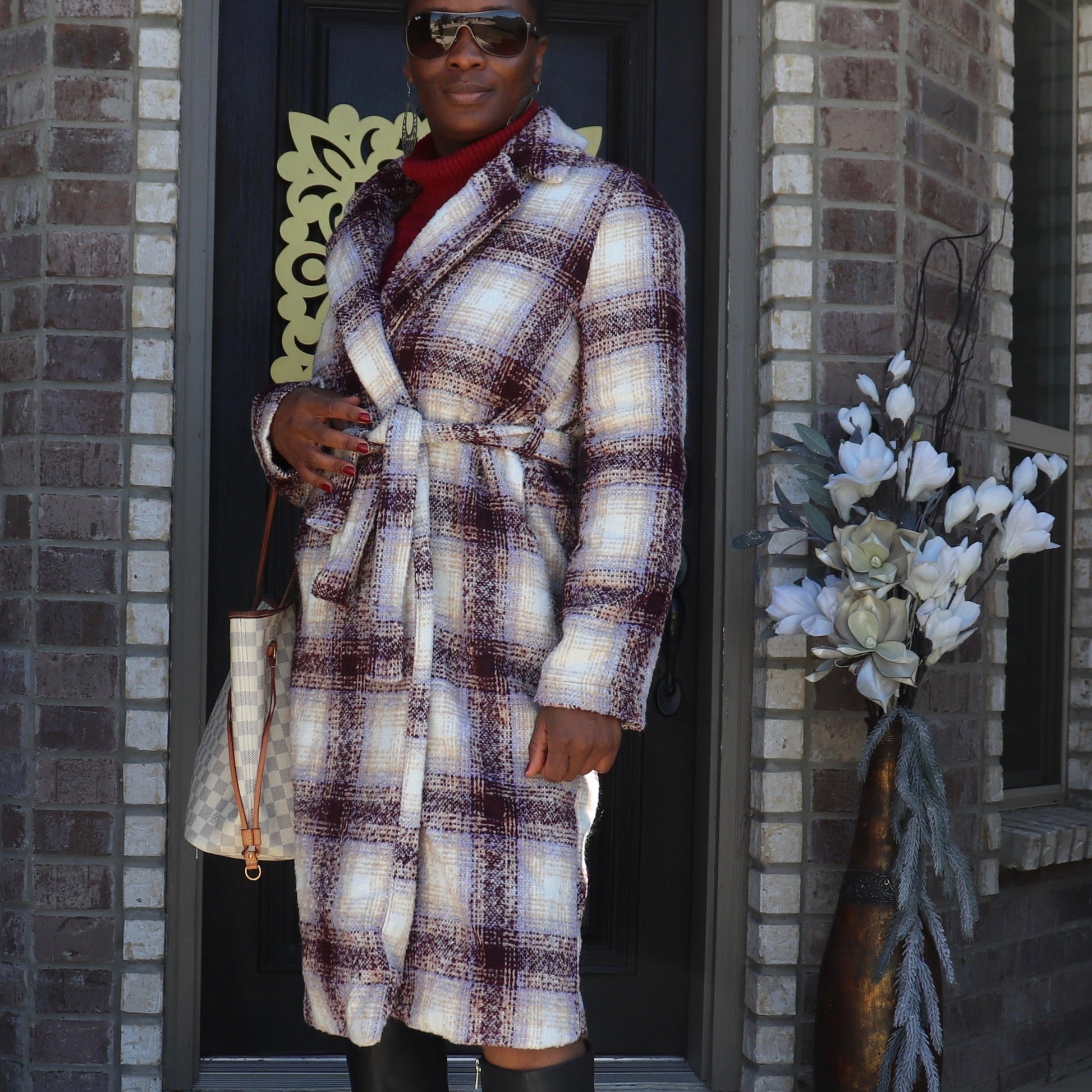 Aspen Plaid Coat Coat Mo'Nique Couture Fashions Small Multi/Red