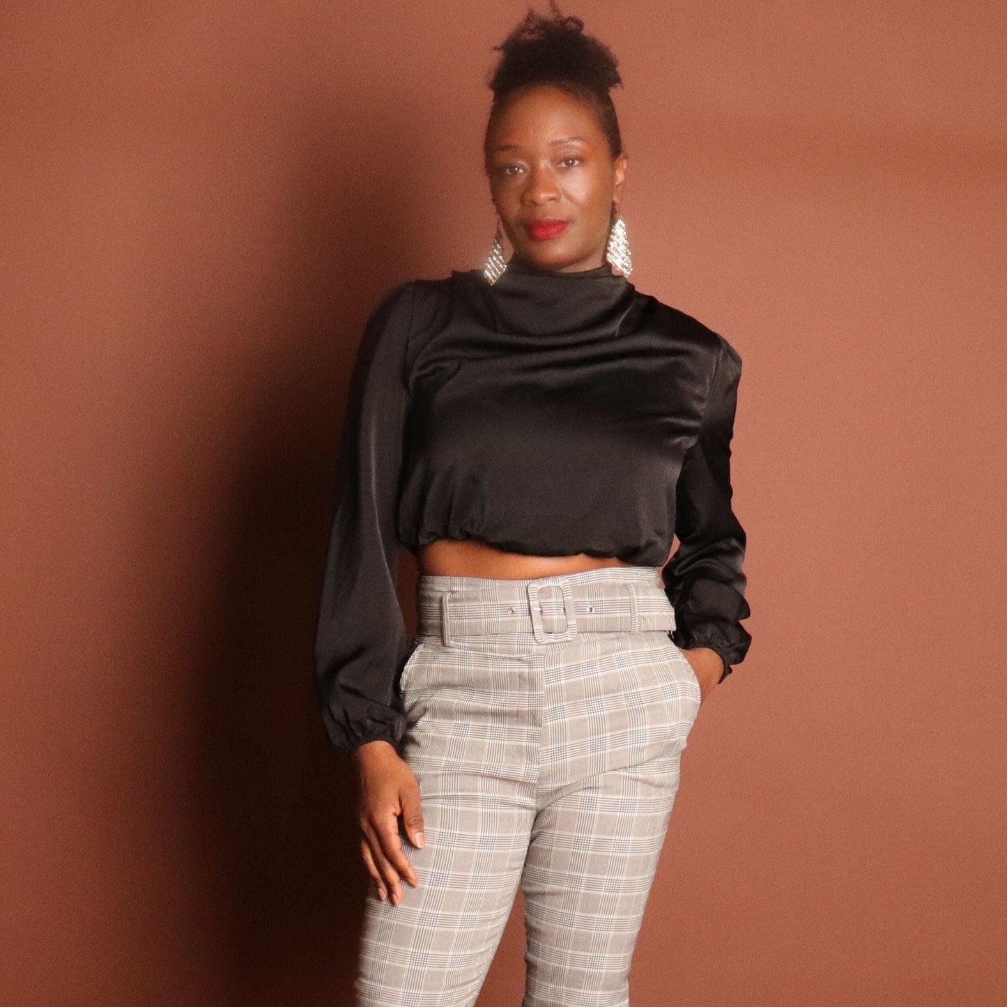 Black Turtleneck Crop Top Tops Mo'Nique Couture Fashions