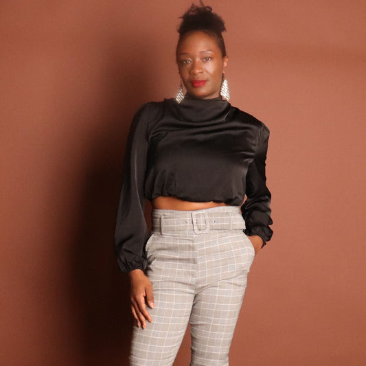 Black Turtleneck Crop Top Tops Mo'Nique Couture Fashions