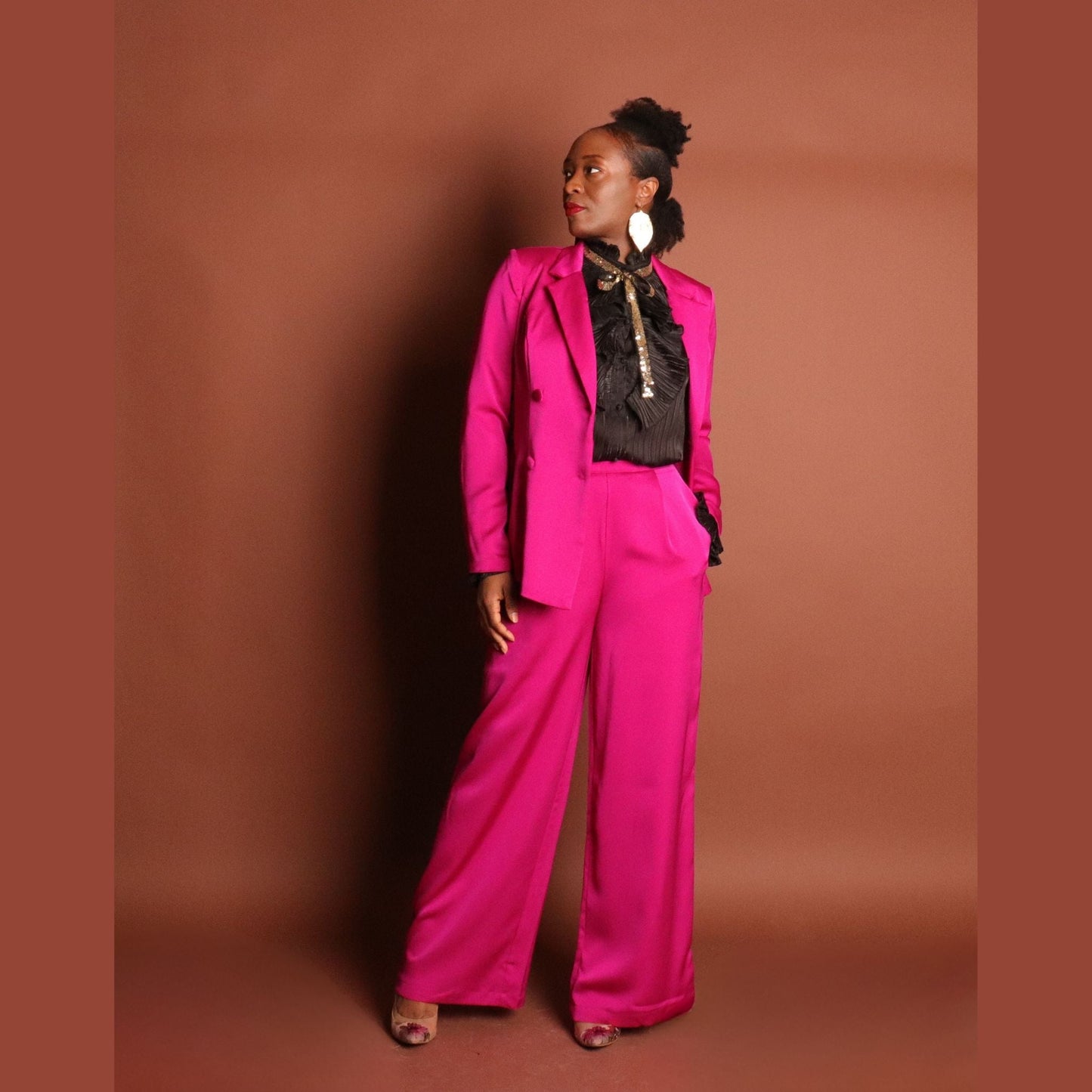 Woman's Pink Pants Suit Sets Mo'Nique Couture