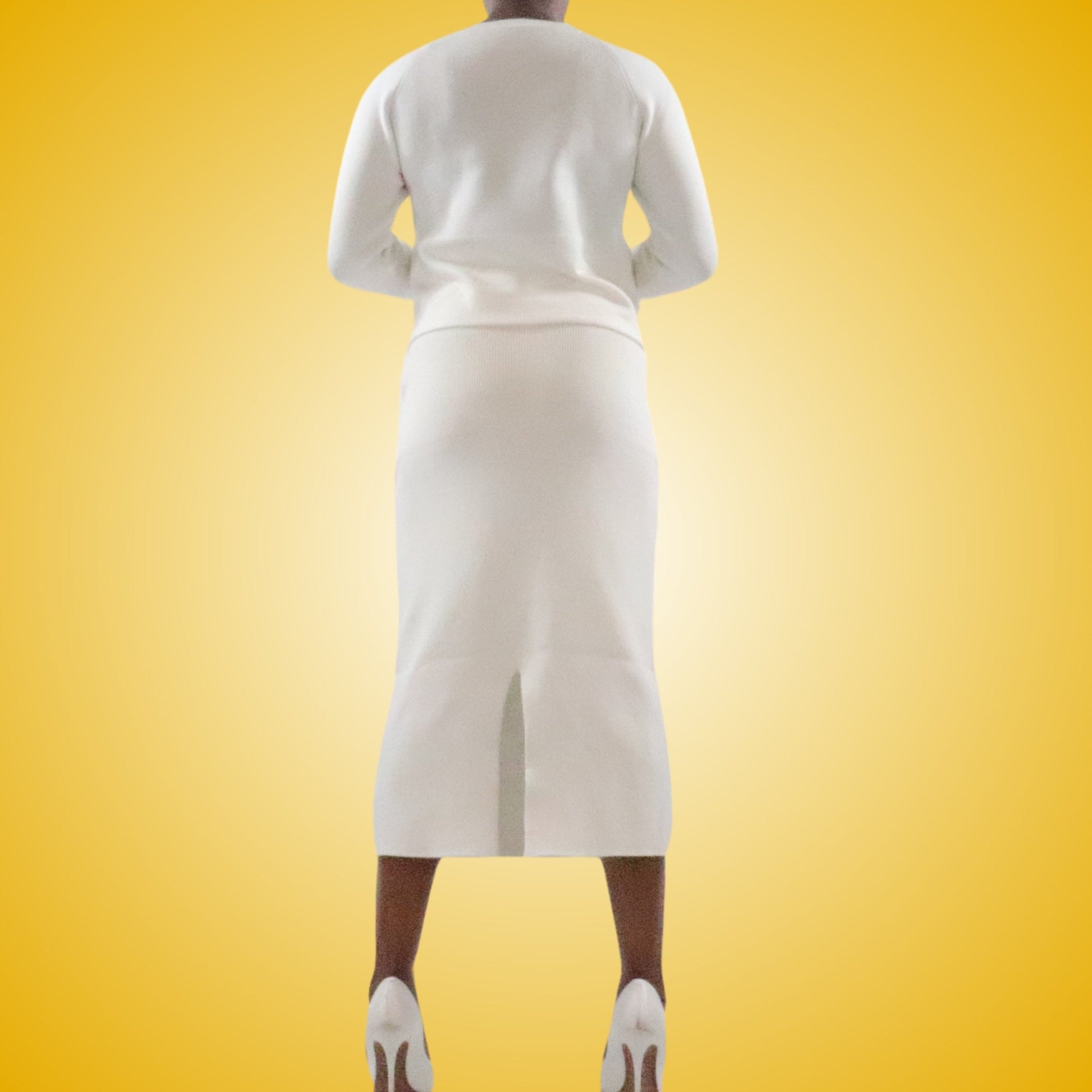 Tiana White Sweater Skirt Set Sets Mo'Nique Couture Fashions