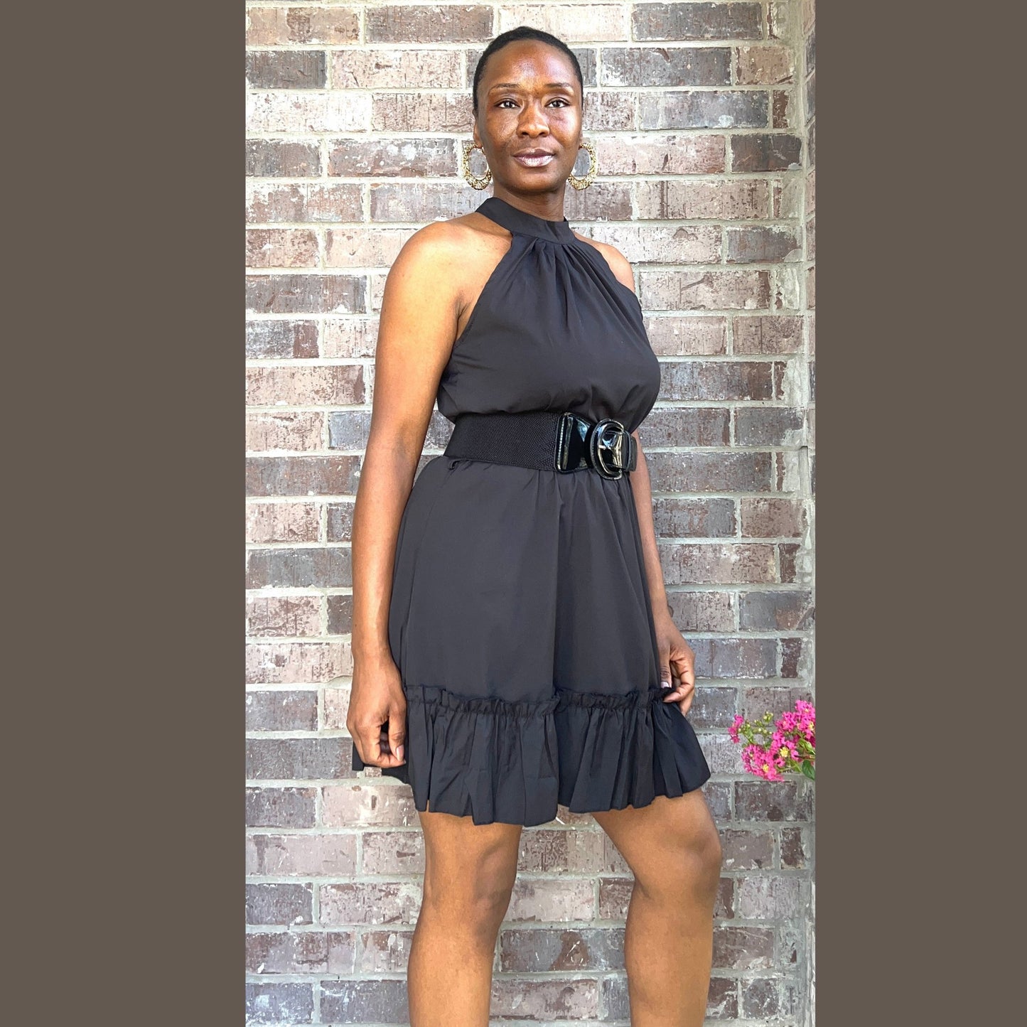 Halter Neck Ruffle Dress Dress Monique's Couture Fashions 