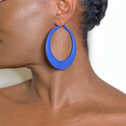 Retro Hoop Earrings Earring Mo'Nique Couture Fashions Blue 