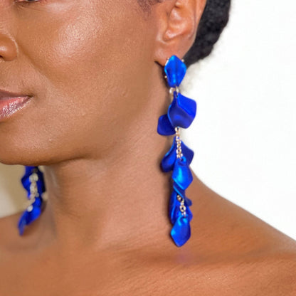 Petal Drop Earrings Earring Mo'Nique Couture Fashions Blue 