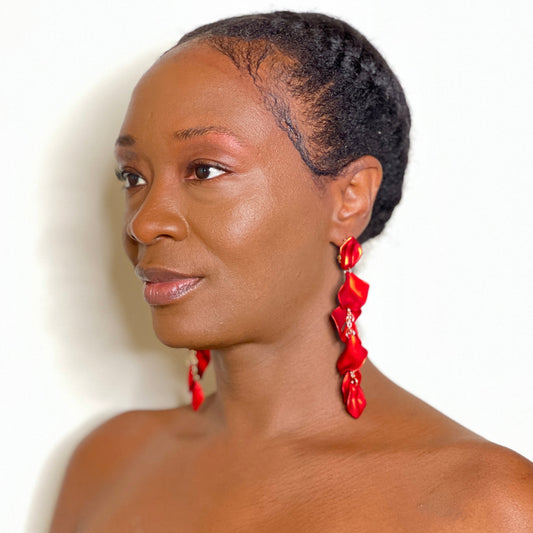 Petal Drop Earrings Earring Mo'Nique Couture Fashions Red 