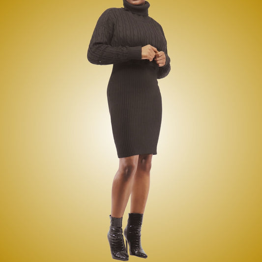 Ashanti Women's Sweater Dress - Black Dress Mo'Nique Couture Fashions Small Black 