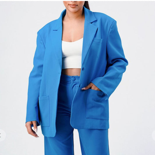Woman's Blue Blazer Mo'Nique Couture Fashions Small Blue 
