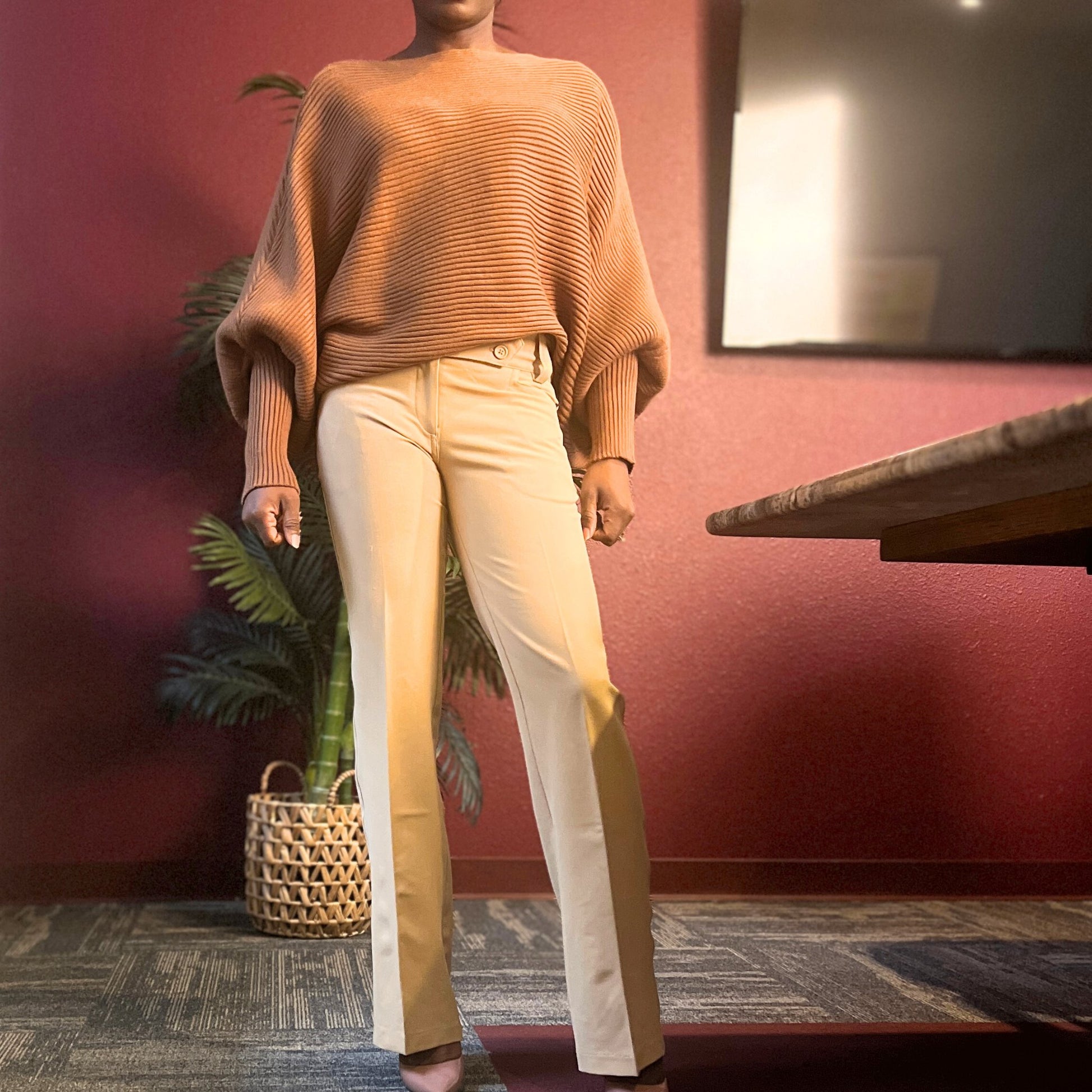 Imani Boot Cut Dress Pants - Khaki Pants Mo'Nique Couture Fashions 