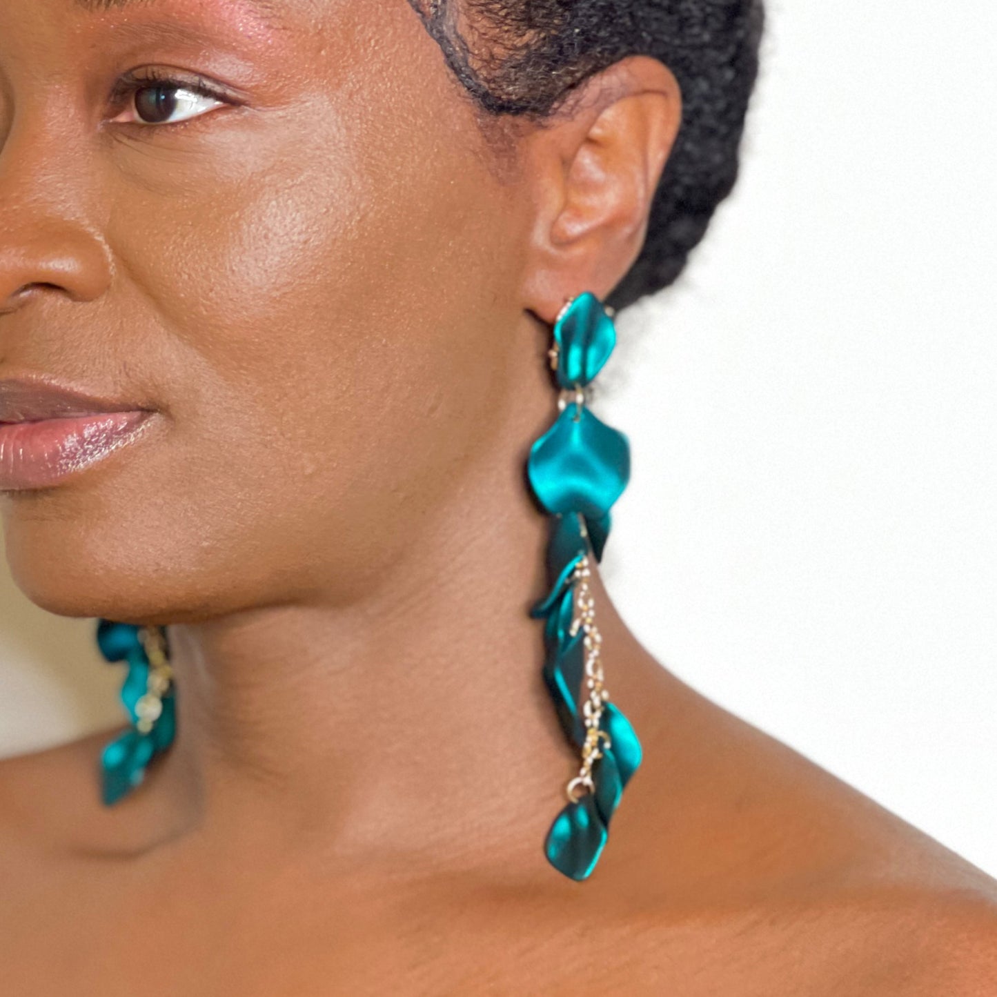 Petal Drop Earrings Earring Mo'Nique Couture Fashions Green 