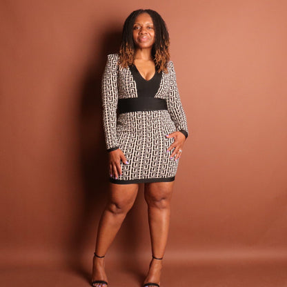 Woman's Black and White Bandage Dress Dress Mo'Nique Couture Medium Black and White 
