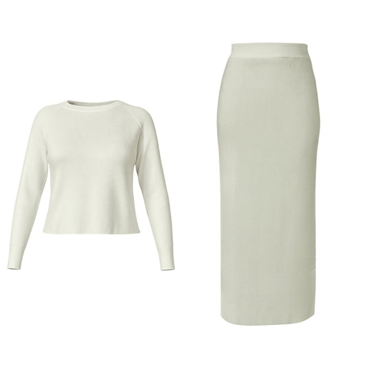 Women's White Sweater Skirt Set Sets Mo'Nique Couture Fashions 