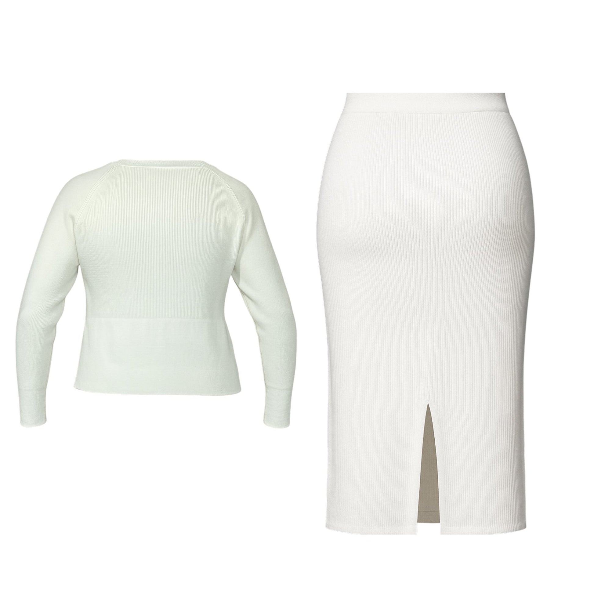 Women's White Sweater Skirt Set Sets Mo'Nique Couture Fashions 