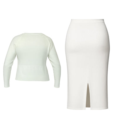 Women's White Sweater Skirt Set Sets Mo'Nique Couture Fashions 