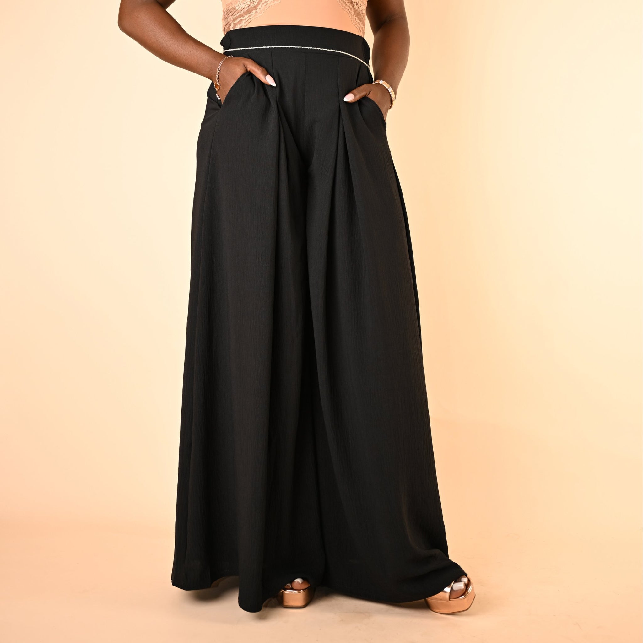 Palazzo Pants Pants Monique's Couture Fashions Black S 
