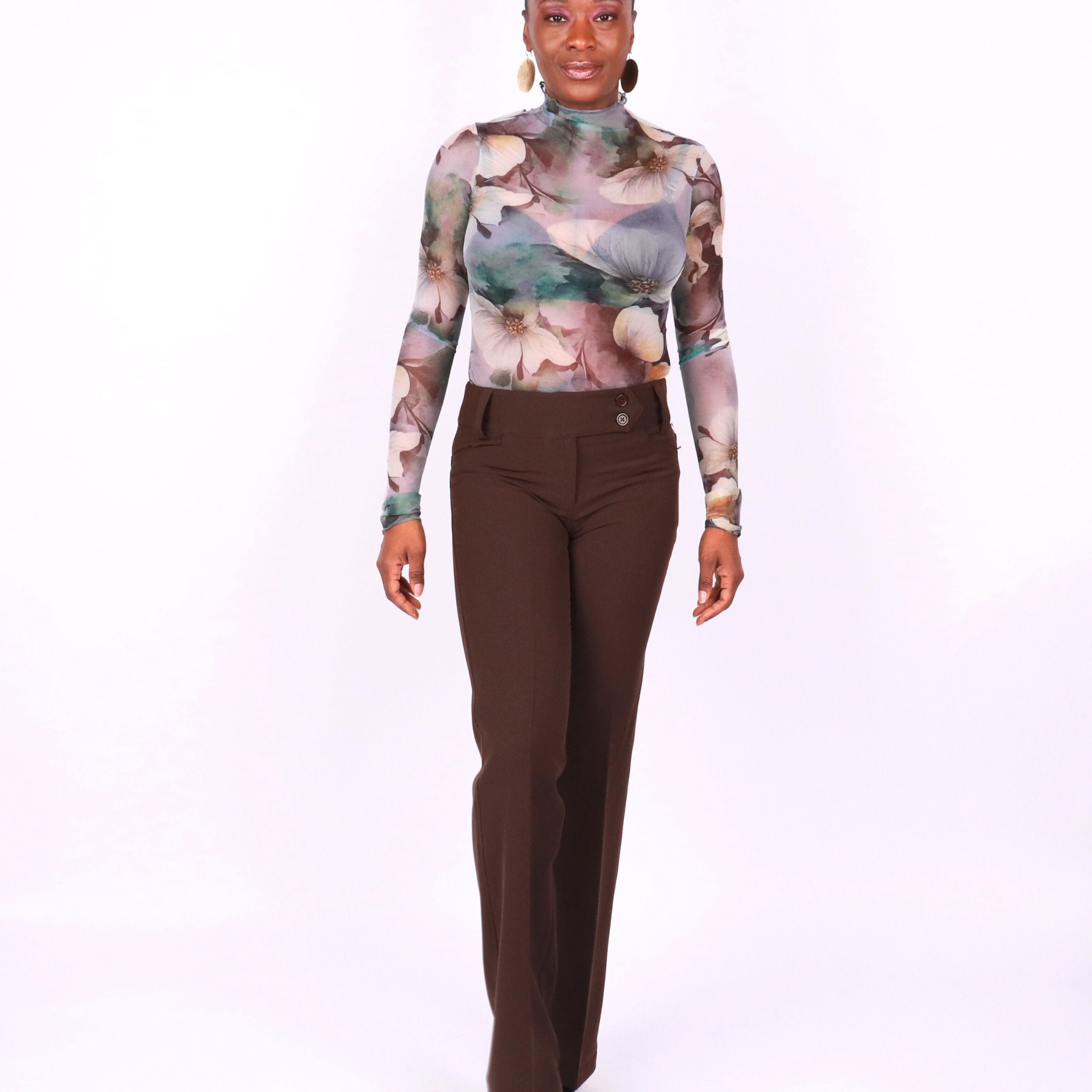 Imani Boot Cut Dress Pants - Brown Pants Mo'Nique Couture Fashions 