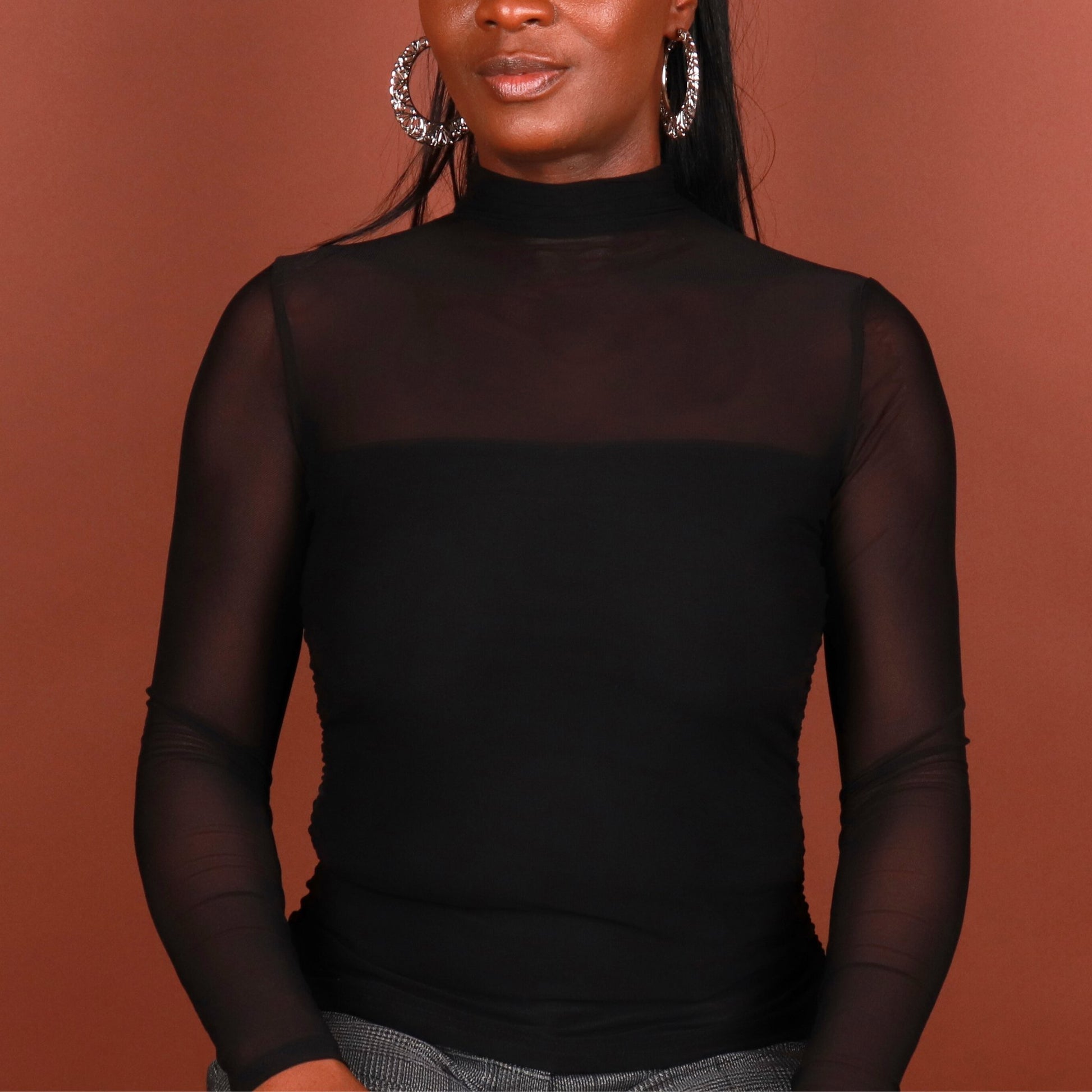 Rachel Semi - Sheer Blouse Tops Monique's Couture Fashions Black S 