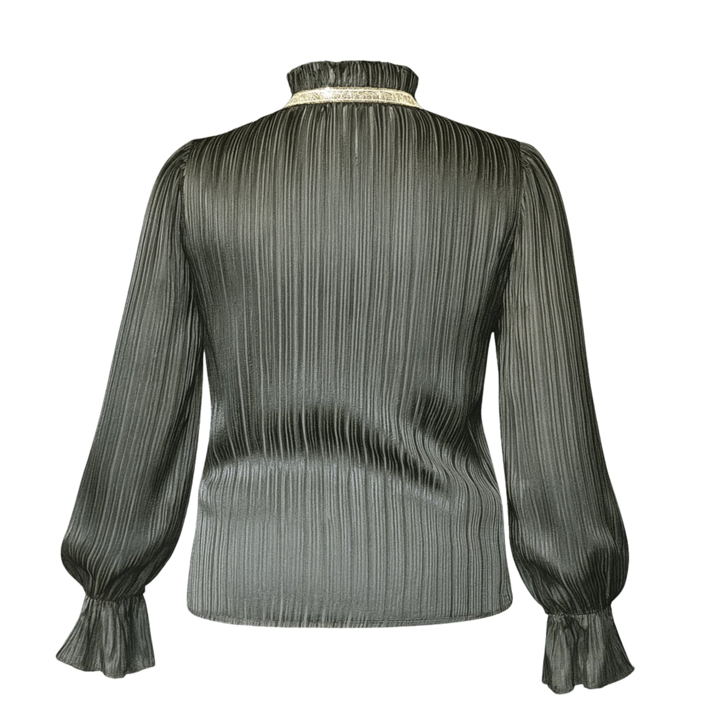 Woman's Black Ruffle Long Sleeve Blouse/Top Tops Mo'Nique Couture Fashions 