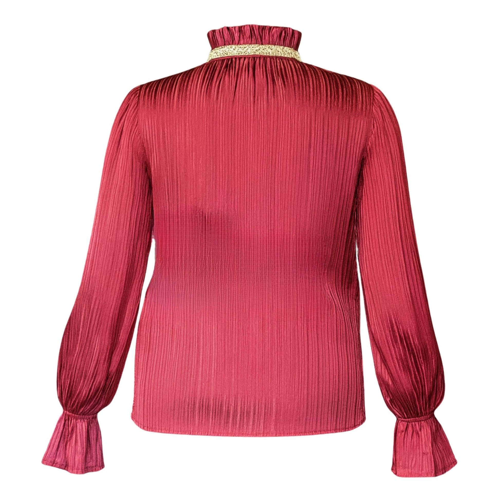 Women's Red Long Sleeve Ruffle Blouse Tops Mo'Nique Couture Fashions 