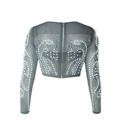 Black Pearl Crop Top & Midi Skirt Set Sets Mo'Nique Couture Fashions 