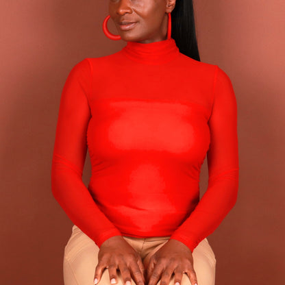 Rachel Semi - Sheer Blouse Tops Monique's Couture Fashions Red S 