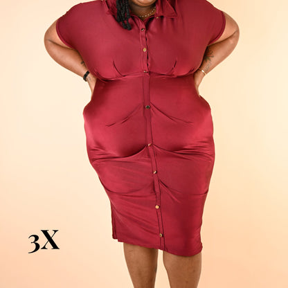 The Goddess Curve Dress in Wine Dress Monique's Couture Fashions Red 3XL 